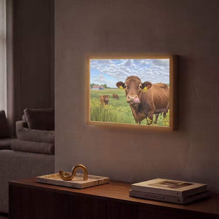 Lightbox - Wandlamp - Koe - Weide - Bloemen — 2