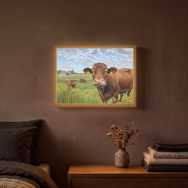 Lightbox - Wandlamp - Koe - Weide - Bloemen — 3