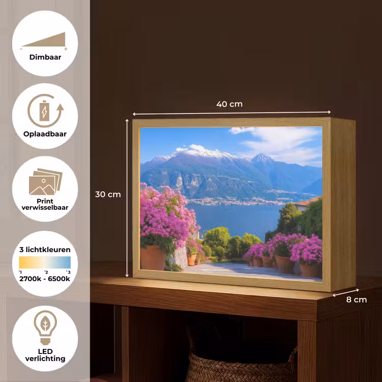 Lightbox - Wandlamp - Lake Como - Italië - Landschap — 10