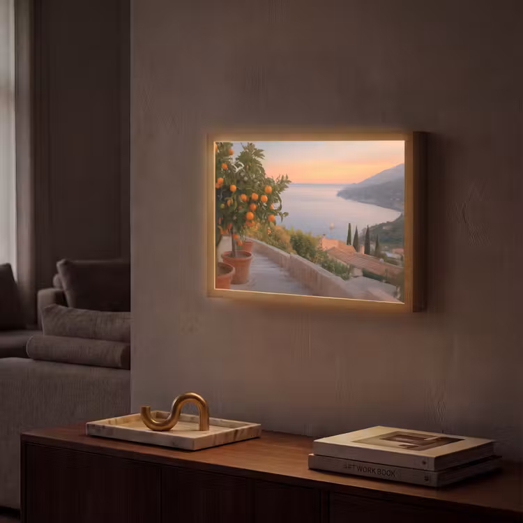Lightbox - Wandlamp - Middelandse zee - Sinaasappel - Heuvels - Zee — 2