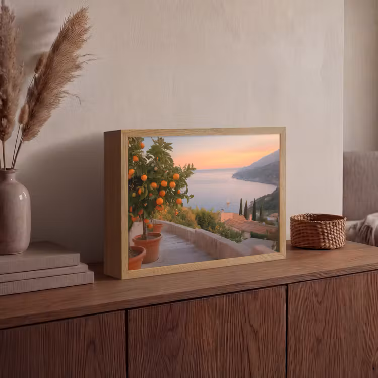 Lightbox - Wandlamp - Middelandse zee - Sinaasappel - Heuvels - Zee — 4