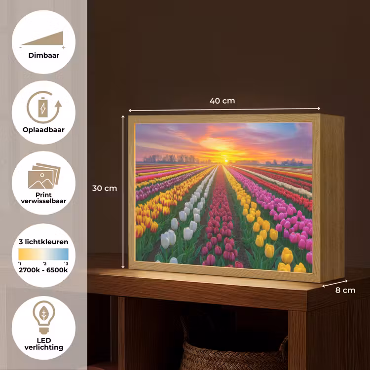 Lightbox - Wandlamp - Tulpenveld - Zonsondergang - Kleurrijk — 10