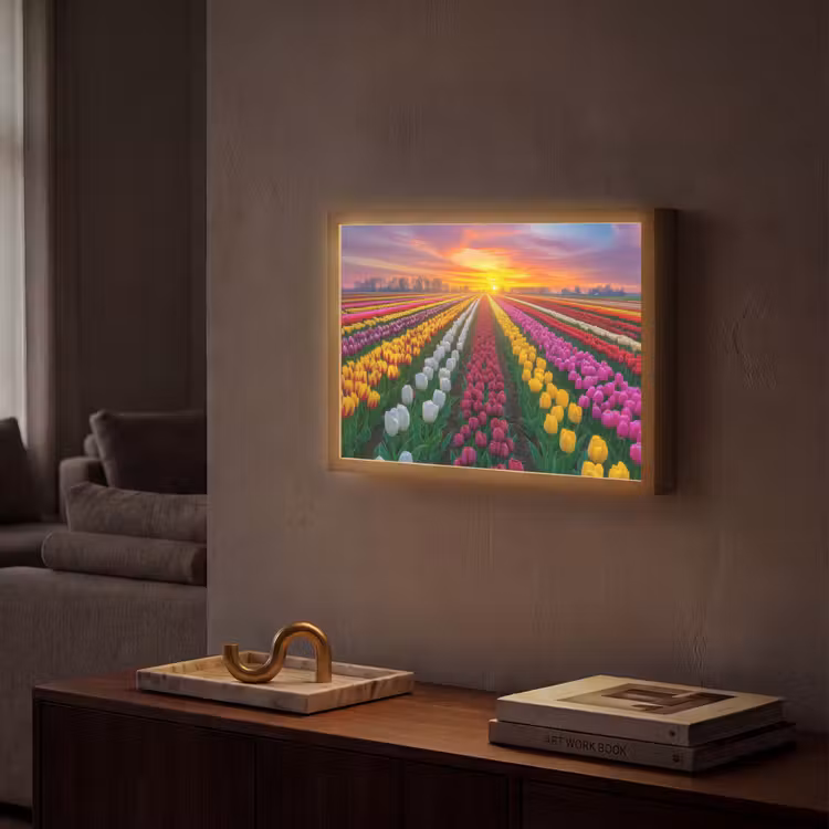 Lightbox - Wandlamp - Tulpenveld - Zonsondergang - Kleurrijk — 2