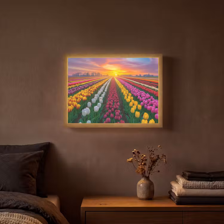 Lightbox - Wandlamp - Tulpenveld - Zonsondergang - Kleurrijk — 3