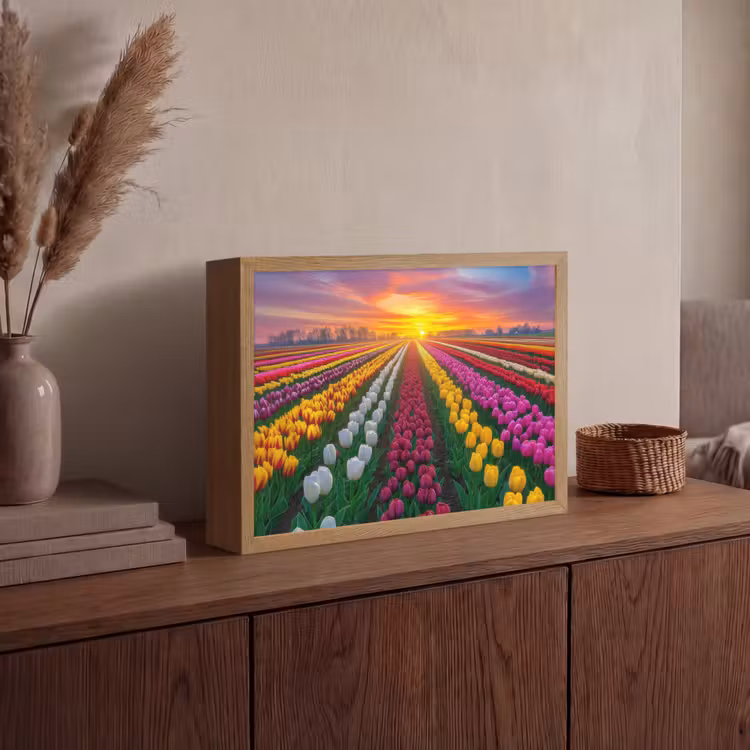 Lightbox - Wandlamp - Tulpenveld - Zonsondergang - Kleurrijk — 4