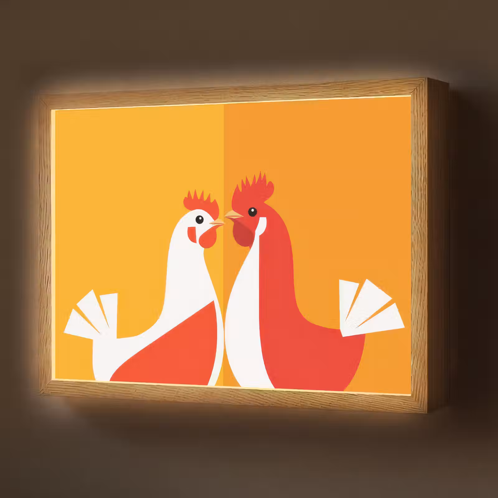 Lightbox - Wandlamp - Kippen - Oranje - Vlakken — 1