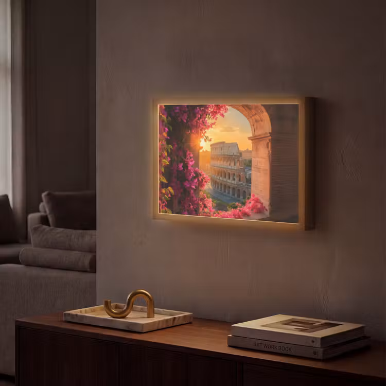 Lightbox - Wandlamp - Colosseum - Rome - Roze Bloemen — 2