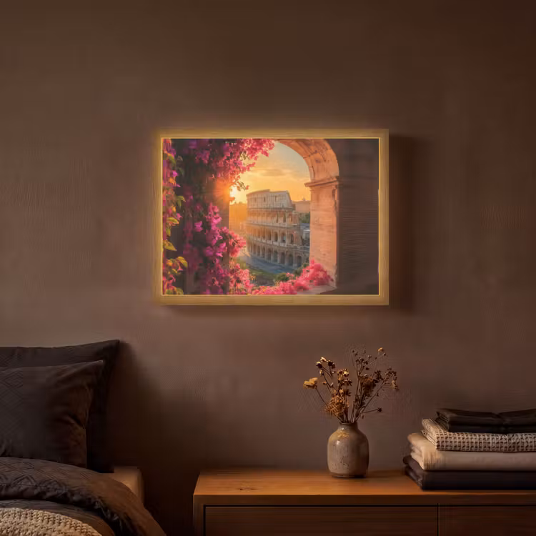 Lightbox - Wandlamp - Colosseum - Rome - Roze Bloemen — 3