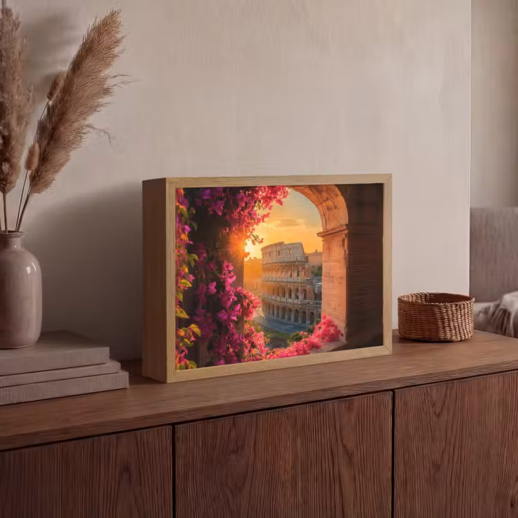 Lightbox - Wandlamp - Colosseum - Rome - Roze Bloemen — 4