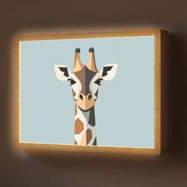 Lightbox - Wandlamp - Giraffe - Illustratie - Bruin - Minimalistisch — 1
