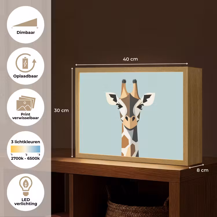 Lightbox - Wandlamp - Giraffe - Illustratie - Bruin - Minimalistisch — 10
