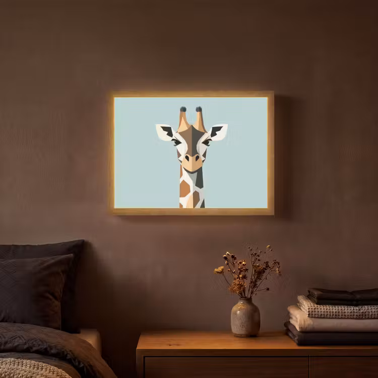 Lightbox - Wandlamp - Giraffe - Illustratie - Bruin - Minimalistisch — 3