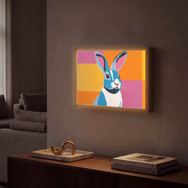 Lightbox - Wandlamp - Haas - Kleurvakken - Oren - Roze — 2