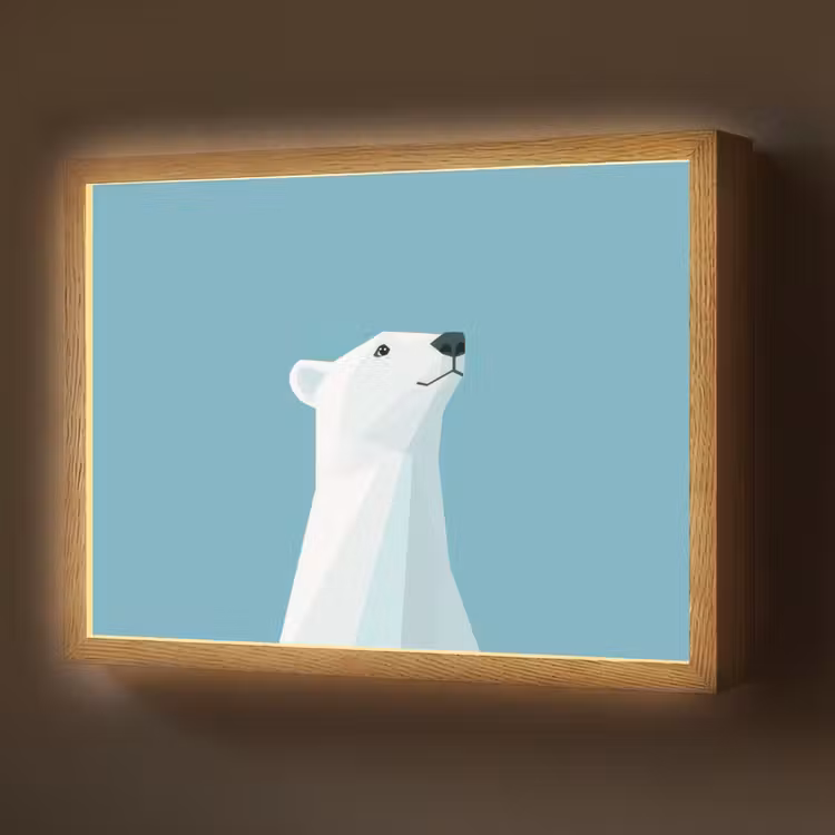 Lightbox - Wandlamp - Ijsbeer - Lichtblauw - Minimalistisch — 1