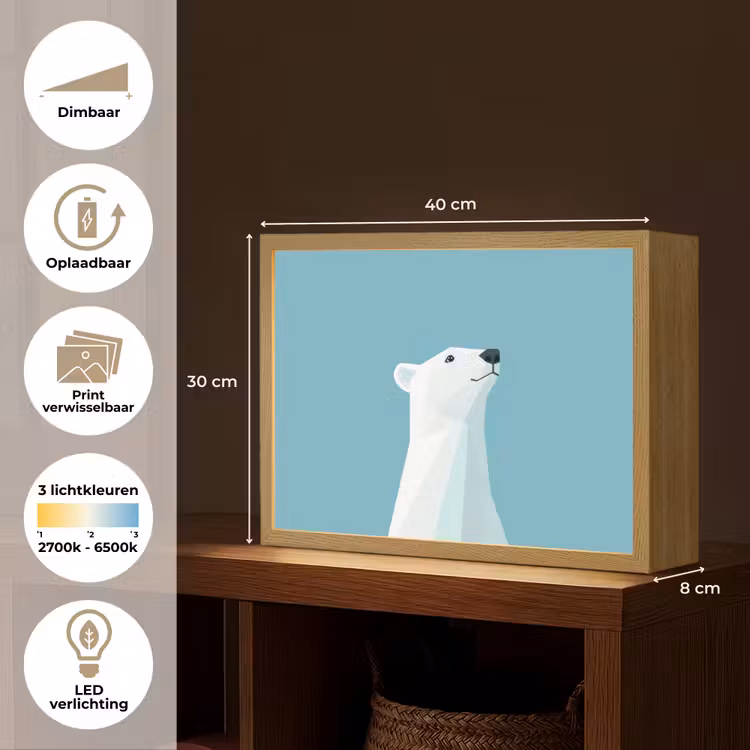 Lightbox - Wandlamp - Ijsbeer - Lichtblauw - Minimalistisch — 10