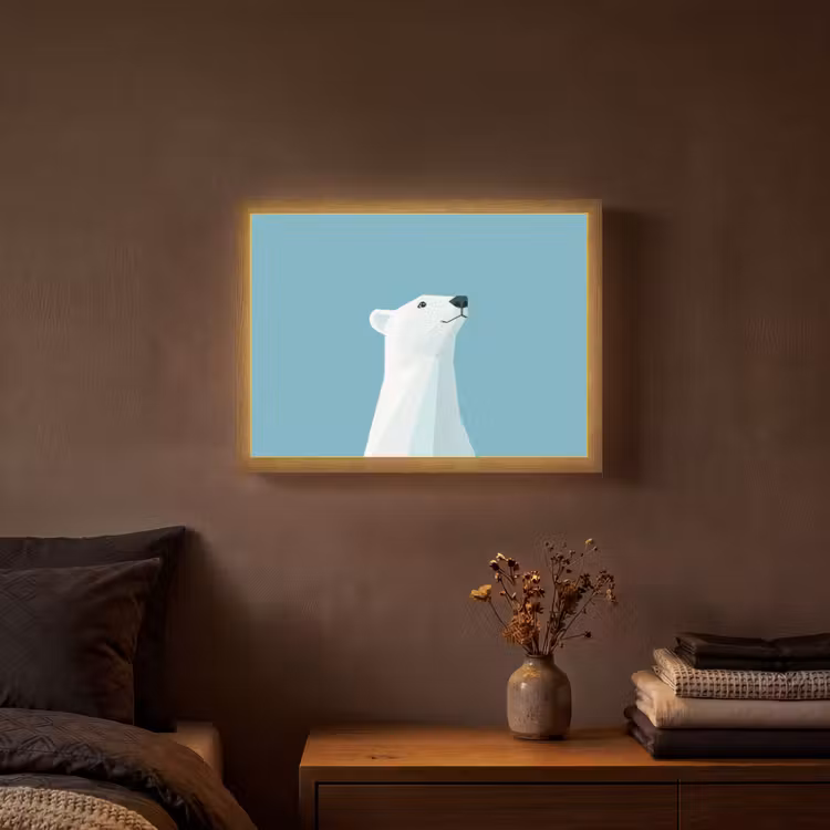 Lightbox - Wandlamp - Ijsbeer - Lichtblauw - Minimalistisch — 3