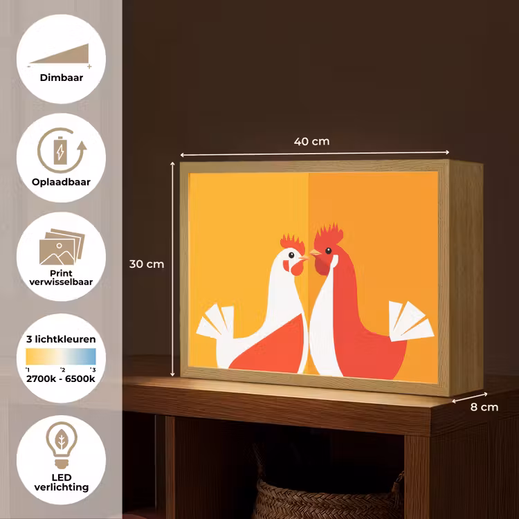 Lightbox - Wandlamp - Kippen - Oranje - Vlakken — 10