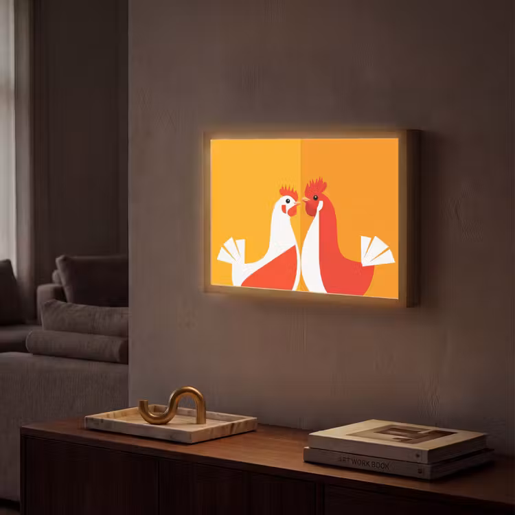 Lightbox - Wandlamp - Kippen - Oranje - Vlakken — 2