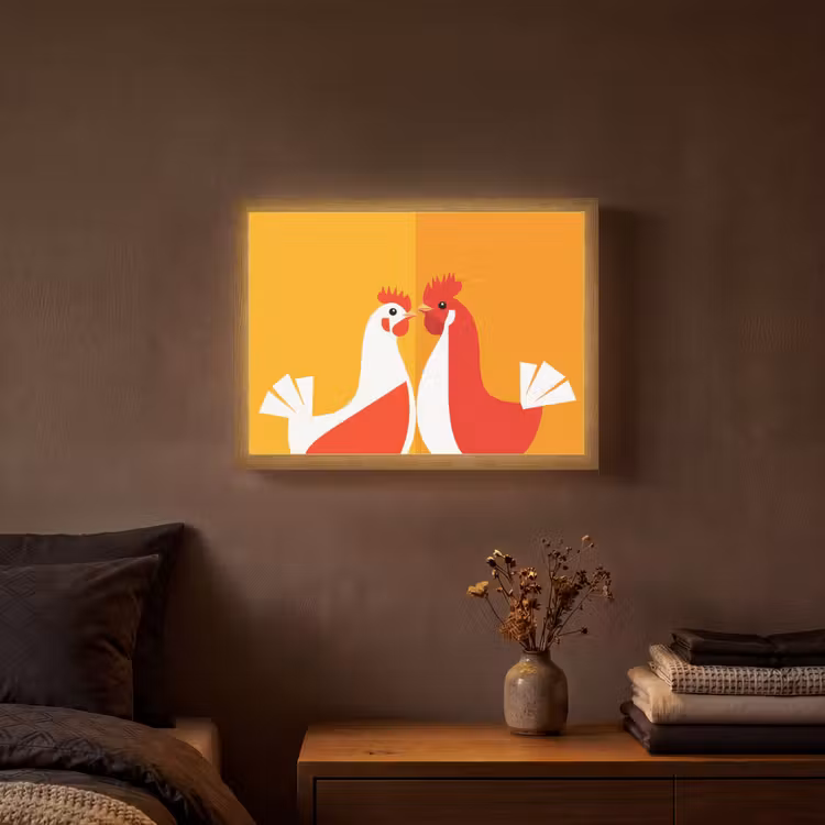 Lightbox - Wandlamp - Kippen - Oranje - Vlakken — 3