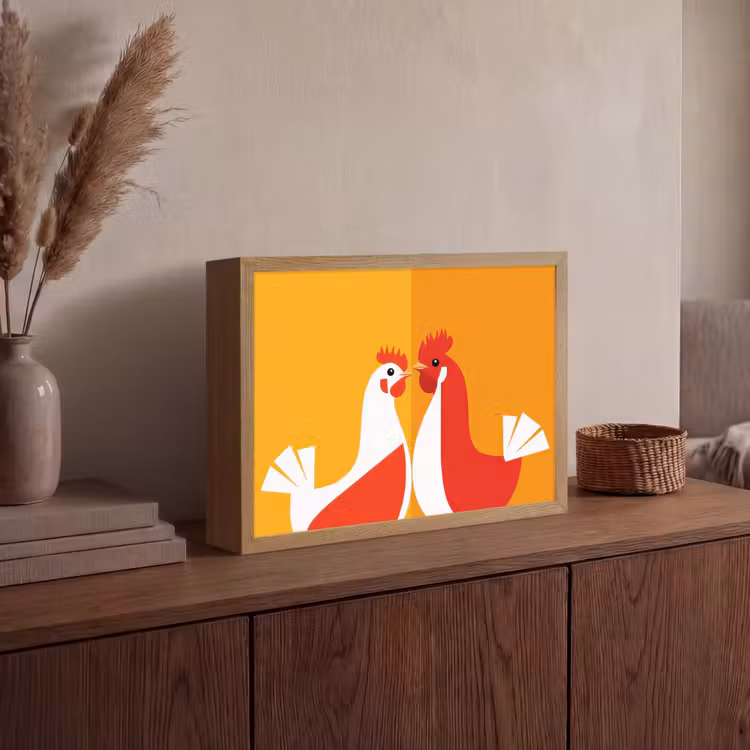 Lightbox - Wandlamp - Kippen - Oranje - Vlakken — 4
