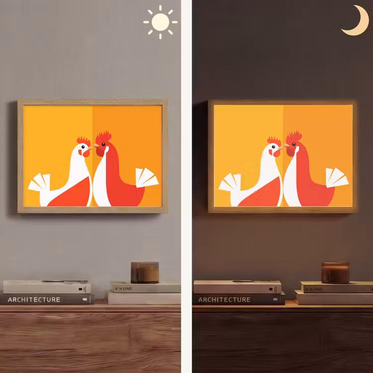 Lightbox - Wandlamp - Kippen - Oranje - Vlakken — 6