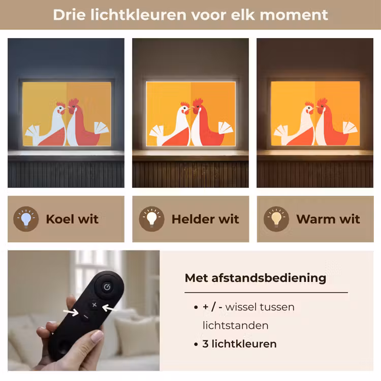 Lightbox - Wandlamp - Kippen - Oranje - Vlakken — 8