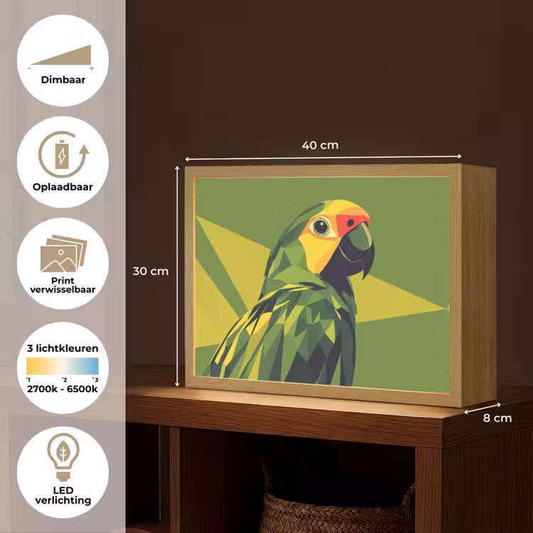 Lightbox - Wandlamp - Papegaai - Groen - Snavel - Abstract — 10