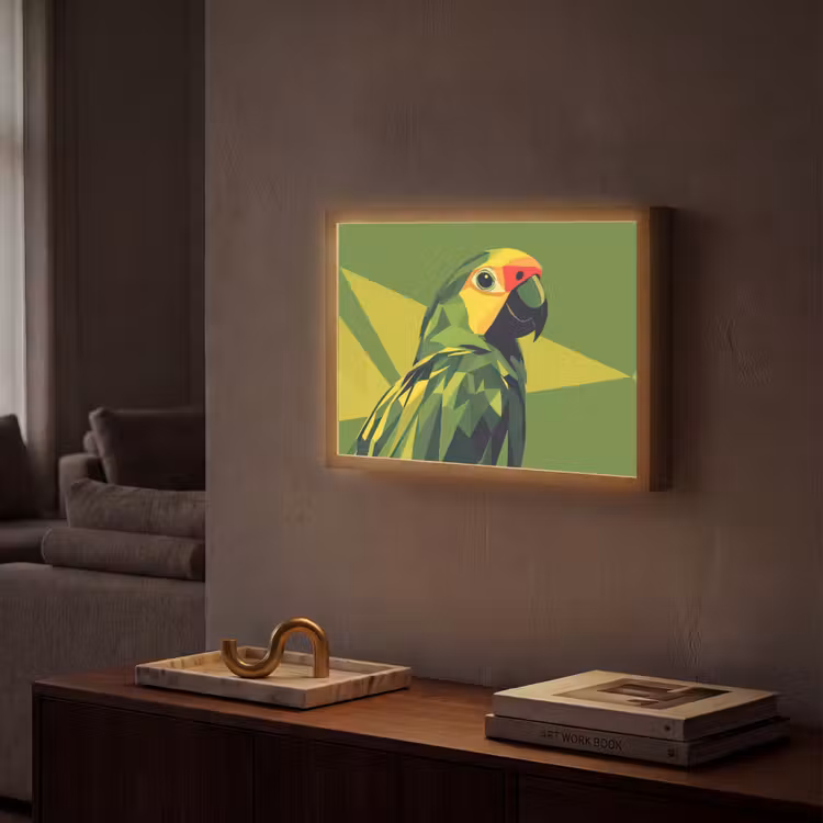 Lightbox - Wandlamp - Papegaai - Groen - Snavel - Abstract — 2