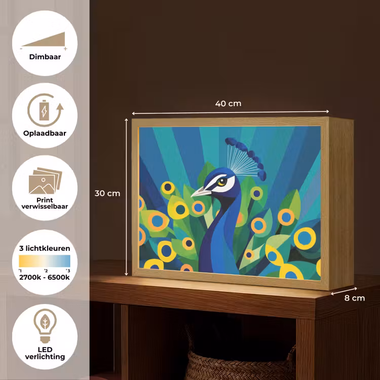 Lightbox - Wandlamp - Pauw - Cirkels - Blauw — 10