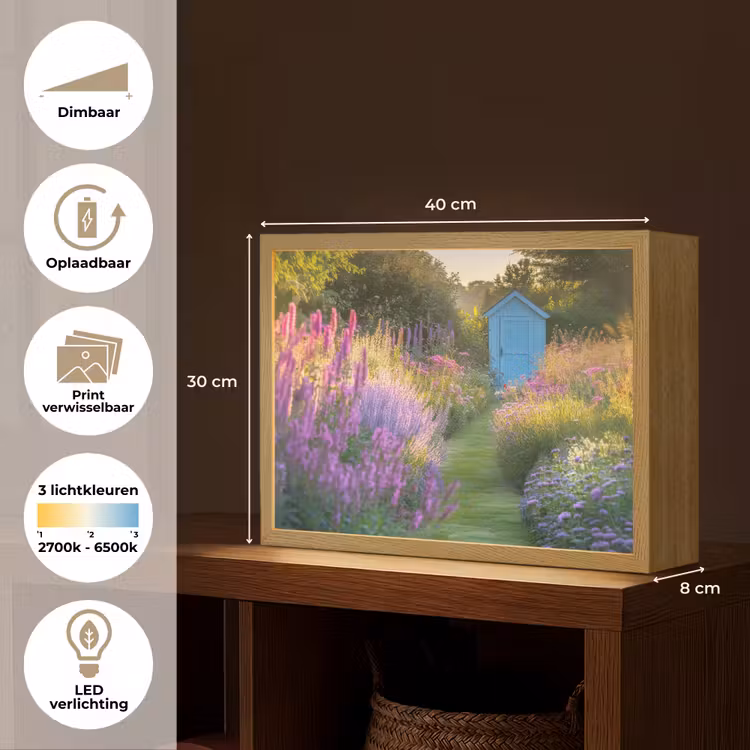 Lightbox - Wandlamp - Tuinhuisje - Blauw - Bloemen — 10