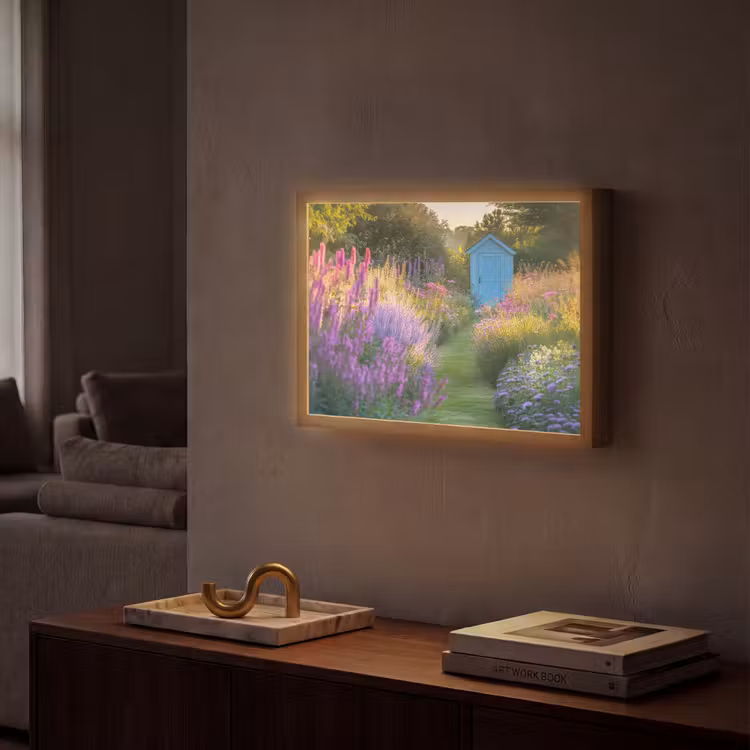 Lightbox - Wandlamp - Tuinhuisje - Blauw - Bloemen — 2