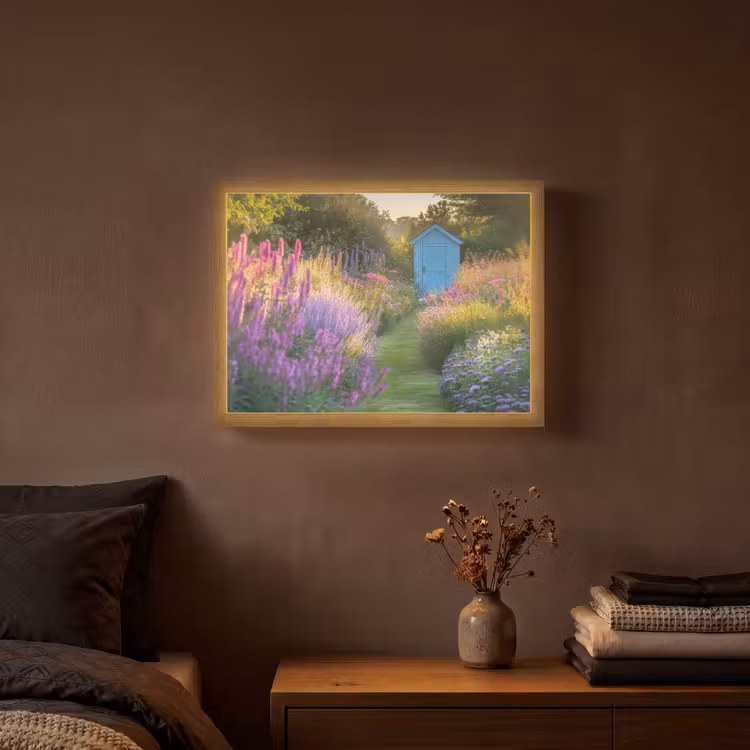 Lightbox - Wandlamp - Tuinhuisje - Blauw - Bloemen — 3