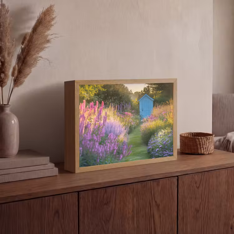 Lightbox - Wandlamp - Tuinhuisje - Blauw - Bloemen — 4