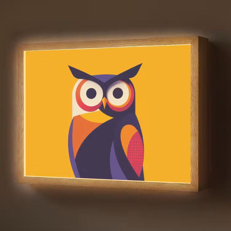 Lightbox - Wandlamp - Uil - Grafisch - Kleurrijk - Ogen — 1