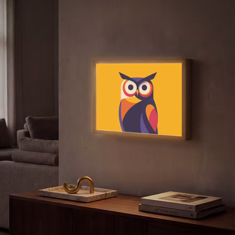 Lightbox - Wandlamp - Uil - Grafisch - Kleurrijk - Ogen — 2