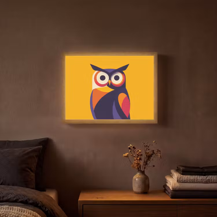 Lightbox - Wandlamp - Uil - Grafisch - Kleurrijk - Ogen — 3