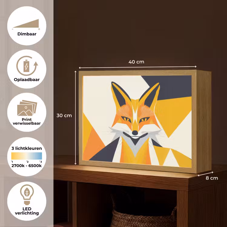 Lightbox - Wandlamp - Vos - Oranje - Abstract - Driehoeken — 10