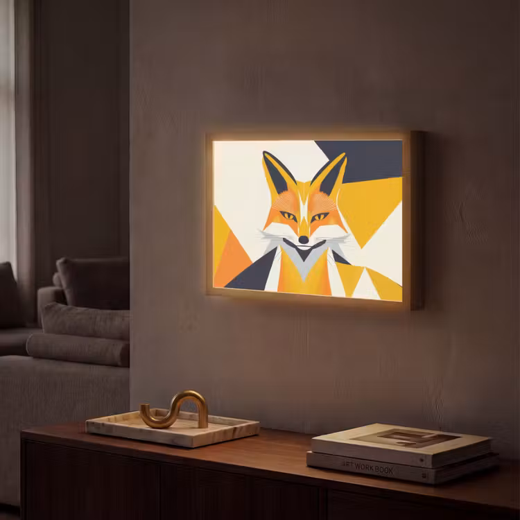 Lightbox - Wandlamp - Vos - Oranje - Abstract - Driehoeken — 2