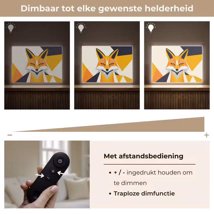 Lightbox - Wandlamp - Vos - Oranje - Abstract - Driehoeken — 9