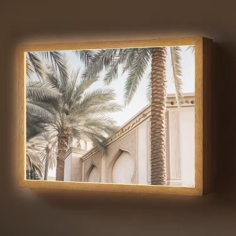 Lightbox - Wandlamp - Gebouw - Palmbomen - Beige - Zon — 1