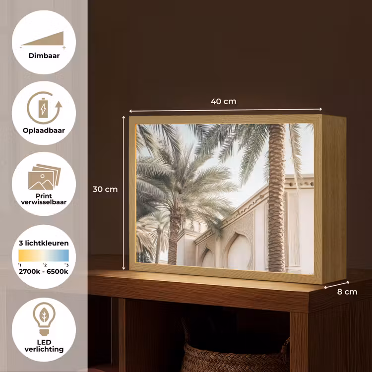 Lightbox - Wandlamp - Gebouw - Palmbomen - Beige - Zon — 10