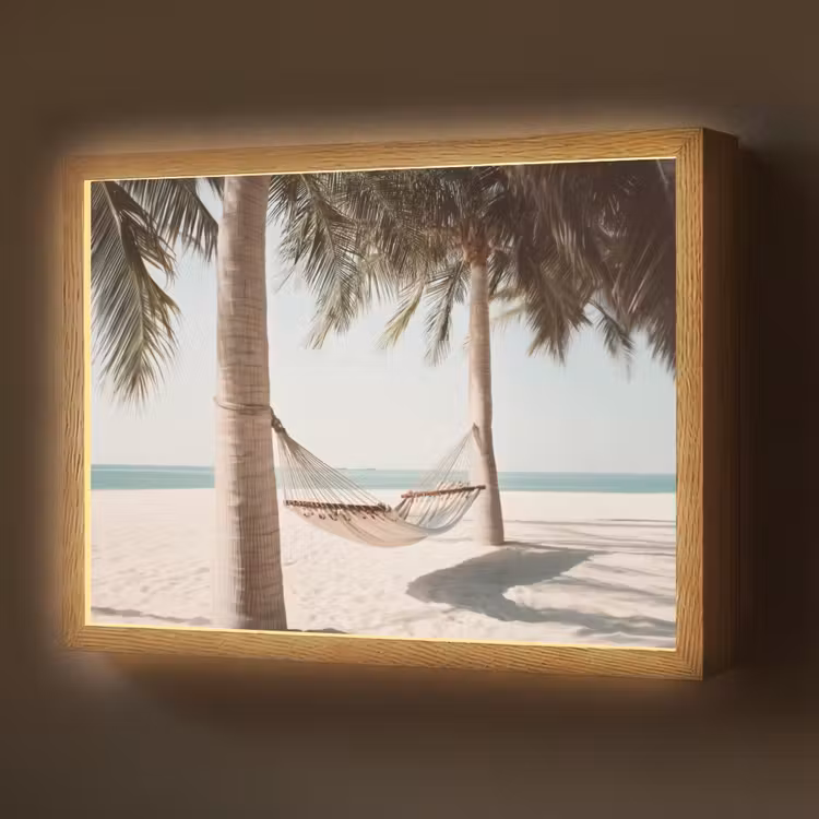 Lightbox - Wandlamp - Hangmat - Palmbomen - Strand - Zee — 1