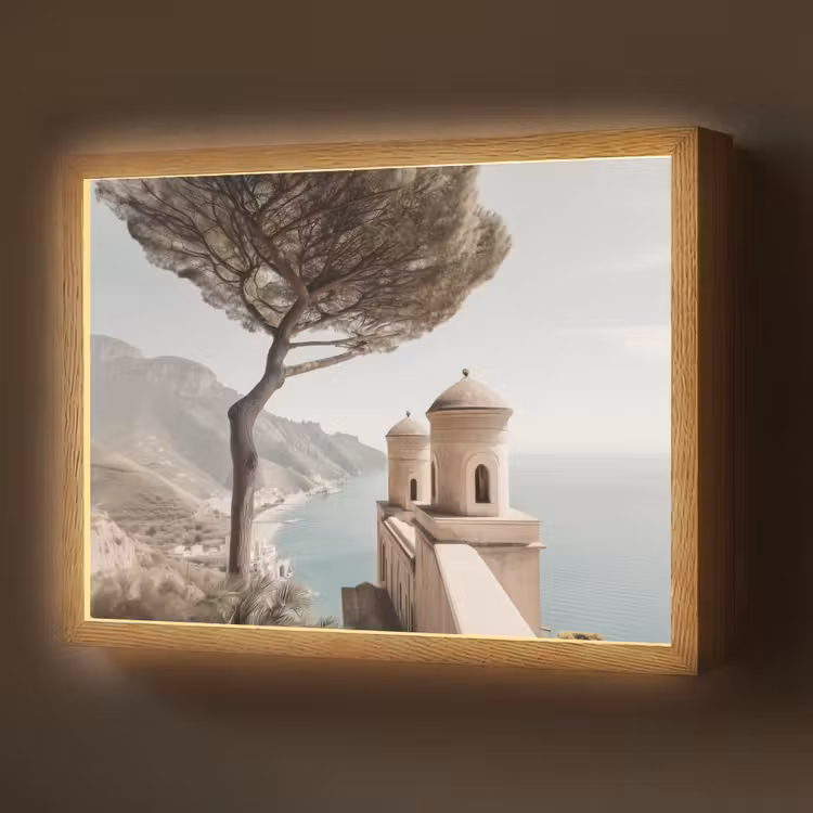 Lightbox - Wandlamp - Kust - Klif - Boom - Gebouw — 1
