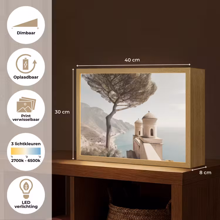Lightbox - Wandlamp - Kust - Klif - Boom - Gebouw — 10