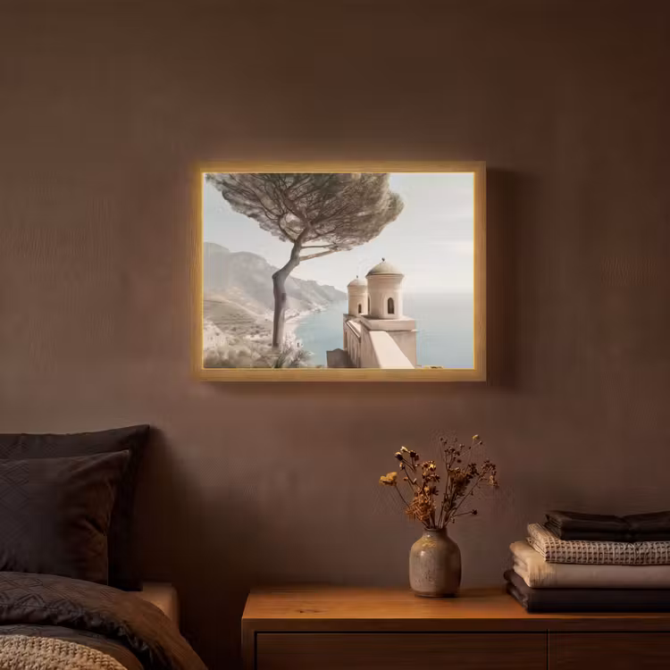 Lightbox - Wandlamp - Kust - Klif - Boom - Gebouw — 3