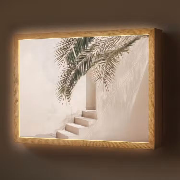 Lightbox - Wandlamp - Palmboom - Schaduw - Trap - Beige — 1