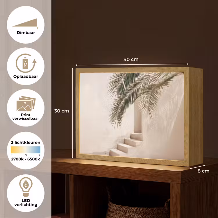 Lightbox - Wandlamp - Palmboom - Schaduw - Trap - Beige — 10