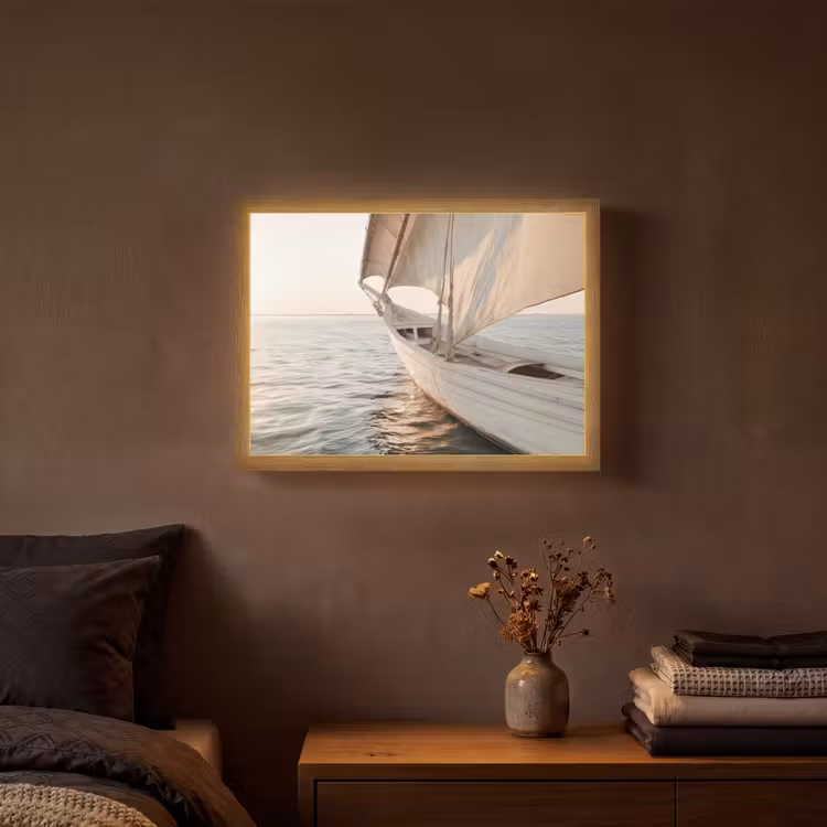 Lightbox - Wandlamp - Zeilboot - Zee - Beige - Zon — 3