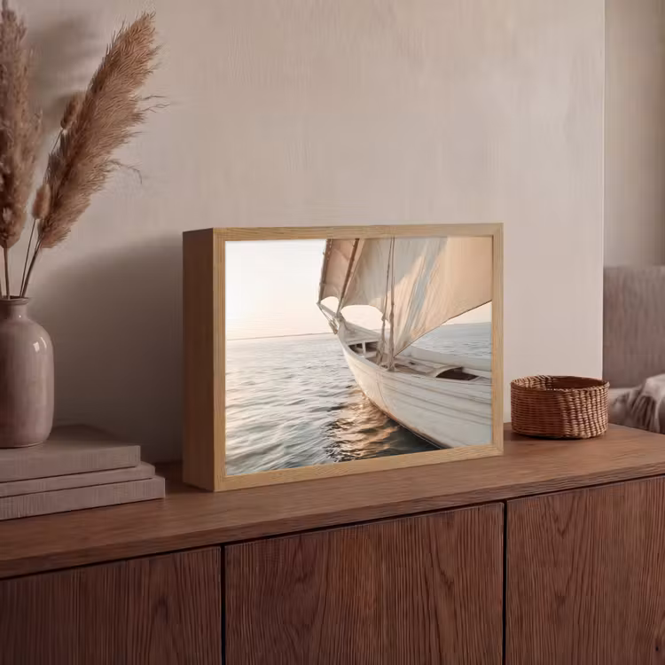 Lightbox - Wandlamp - Zeilboot - Zee - Beige - Zon — 4