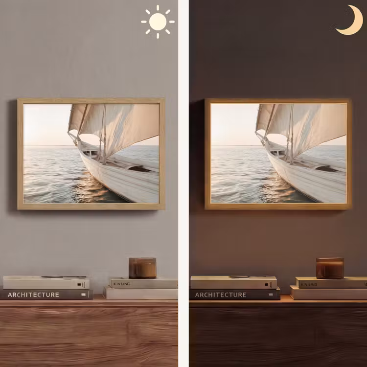 Lightbox - Wandlamp - Zeilboot - Zee - Beige - Zon — 6